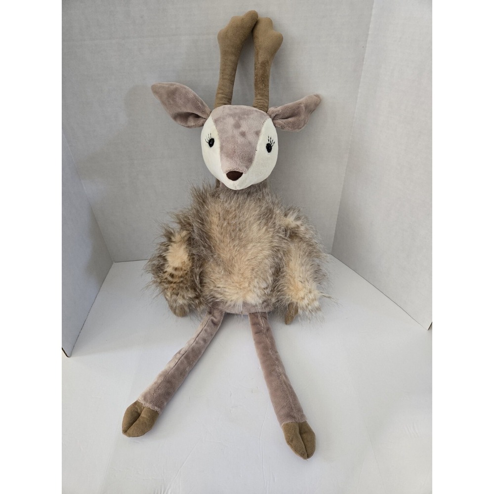 JellyCat London Roxie Reindeer Doe 25" Tall Furry Brown Stuffed Plush Toy Animal